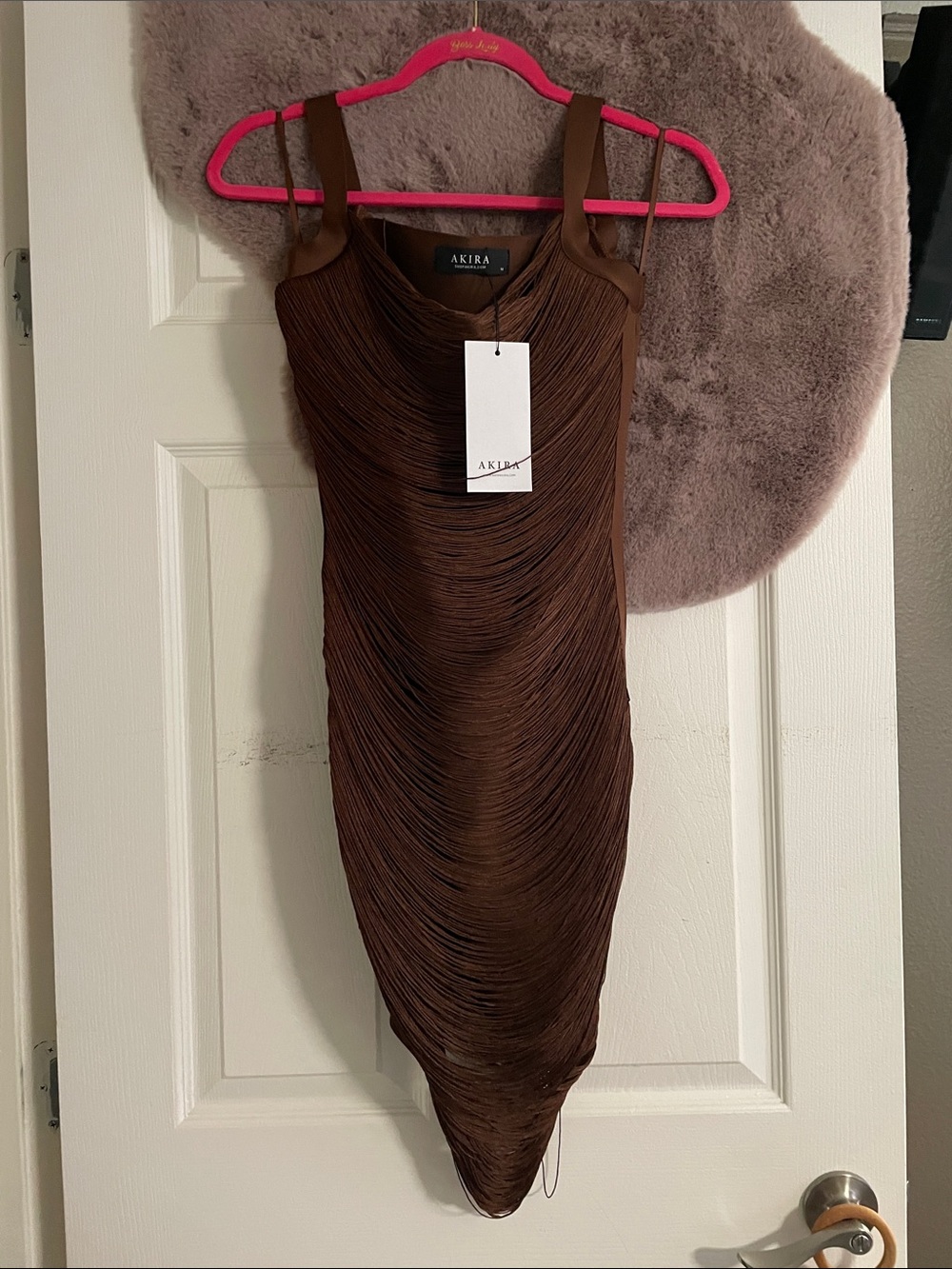AKIRA Chocolate Brown Pleated Midi Dress
